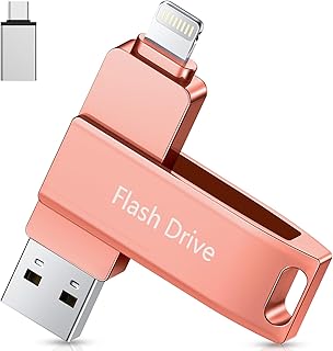 512 Go Clé USB 3.0 Certifié MFi, Clé USB Lightning Photo Stick Mémorie Extension de Stockage Externe clé USB C Flash Drive de Sauvegarde pour iPhone/iPad/Android/Mac/PC, Rose