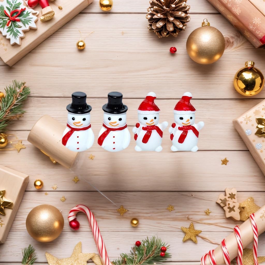 SAFIGLE 20Pcs Mini Snowman Figurines: 2 Types Christmas Tiny Resin Snowman Decoration with Top Hat Xmas Micro Landscape Ornament - Mini Garden Dollhouse Accessories for Xmas Winter Party - Image 9