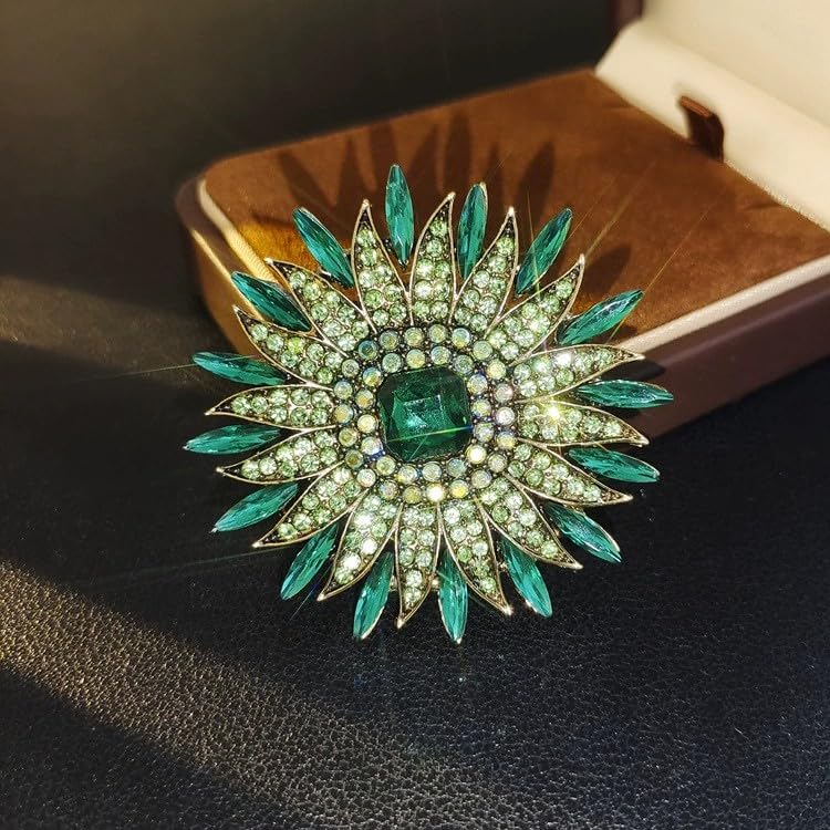 Image of Rhinestone Crystal Sunflower Brooch Pin Elegant Wreath Brooch Clothing Hat Bag Skirt Accessories for Women