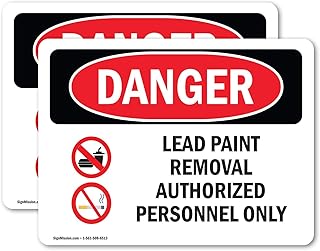 (2 Pack) Lead Paint Removal Authorized OSHA Danger Sign 10 Inch X 7 Inch Vinyl Label Decal Sticker Weather Resistant, UV Protected for Workplace, Business, and Construction Site, Made in the USA