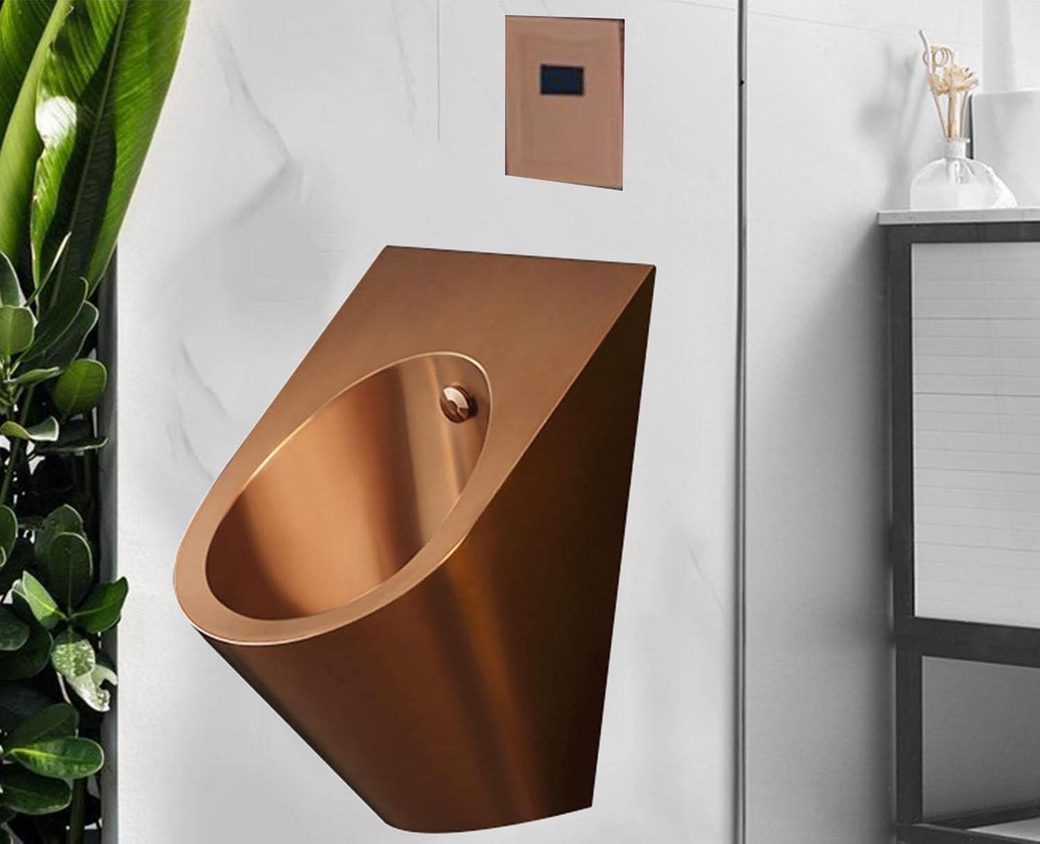 Commercial - Orinal de acero inoxidable para hombre con sensor de descarga y tubo de drenaje, descarga automática de inducción para baño y hotel