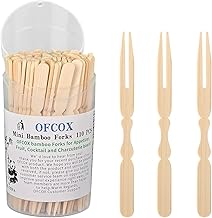 OFCOX Mini Forks for Appetizers, Disposable Forks, Bamboo Forks, Appetizer Picks, Mini Forks, Small Forks, Wooden Forks, Cocktail Forks, Appetizer Forks, Fruit, Cheese, Food Picks. 3.5 Inch 100 PCS