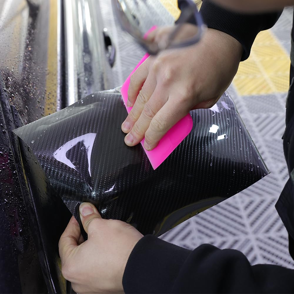 HOHOFILM Film de protection de peinture de voiture en TPU PPF brillant en fibre de carbone noir carbone auto-cicatrisant (152 x 30 cm)
