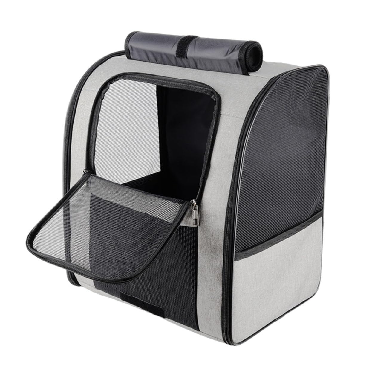 Zaino Trasportino per Traspirante con Capacità Tasche Laterali per e Bottiglie Portatile per Viaggi e Uscite con Animali Grigio Piccolo