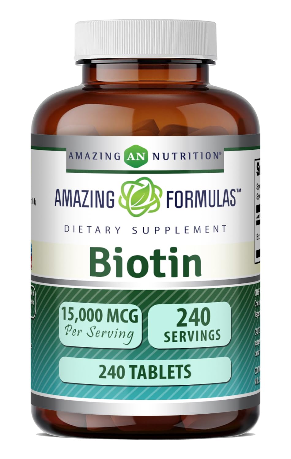 Amazing Formulas Biotin 15000 Mcg | 240 Tablets Supplement | Non-GMO | Gluten-Free | Made in the USA 1 Count (Pack of 240)
