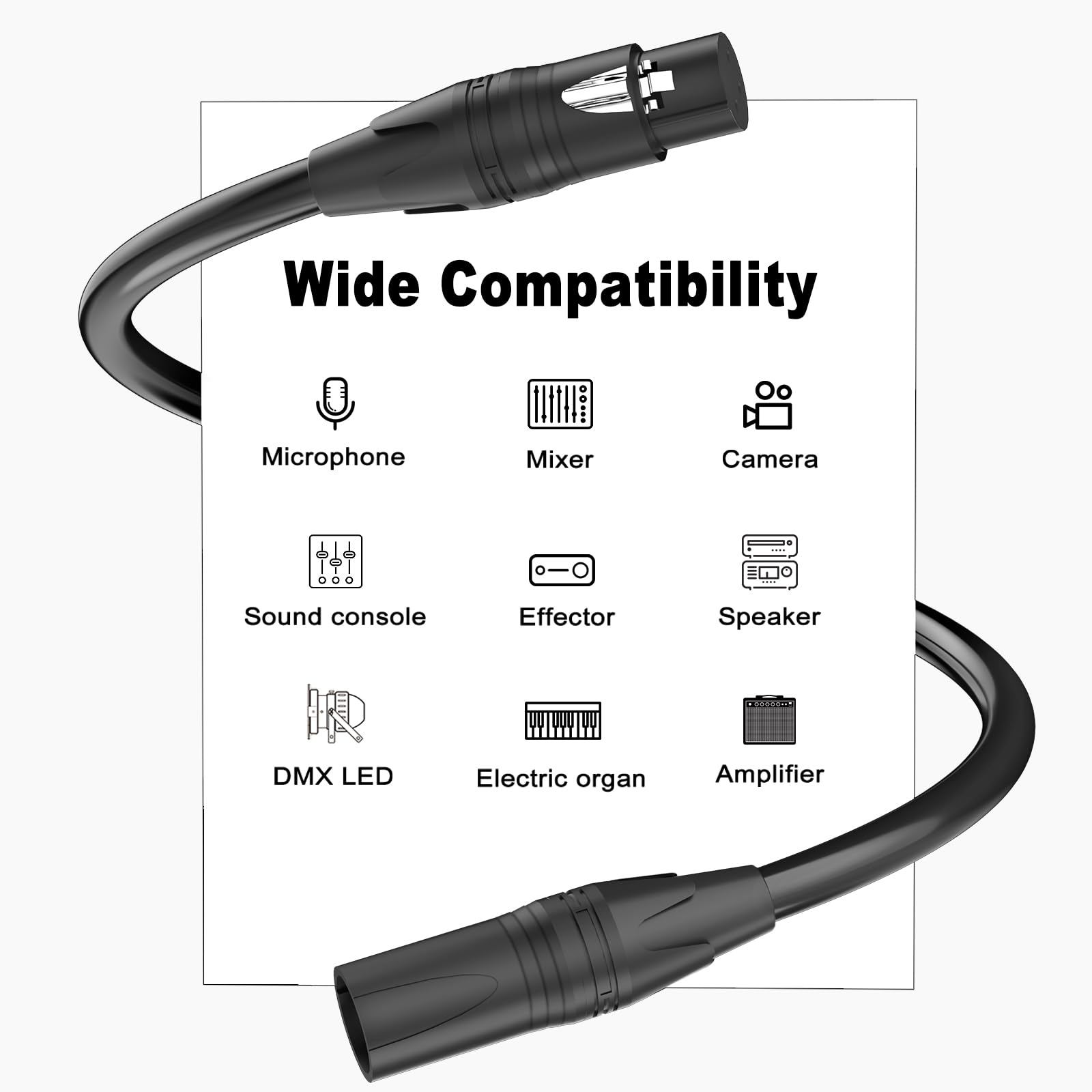Cables de conexión XLR de 6 pies, paquete de 10 unidades, cable de micrófono XLR corto de 3 pines macho a hembra, cable XLR blindado equilibrado para mezclador de micrófono, estudio de