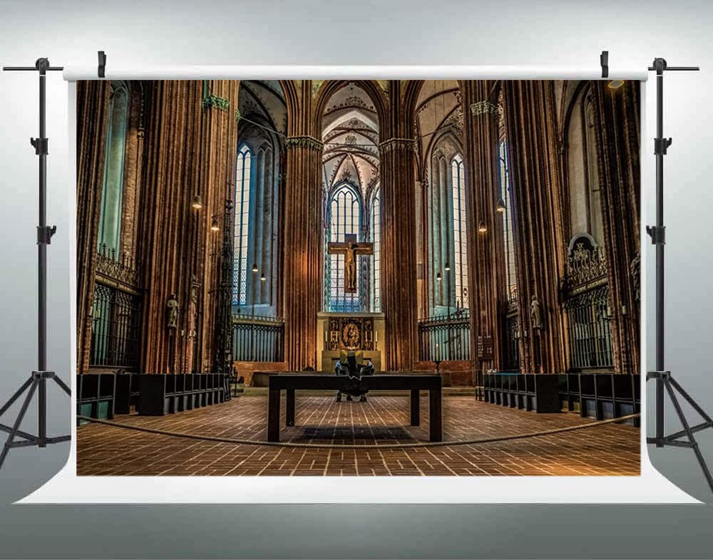 7x5FT Retro Jesus Cross Photography Background Wooden European Luxurious Christian Church Our Loard Backdrop Jesus Christ God Bless Baptism Baby