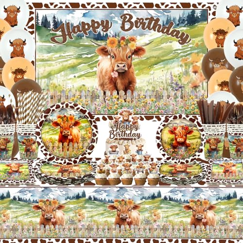 Décoration anniversaire vache des Highlands pour organiser un goûter sans stress