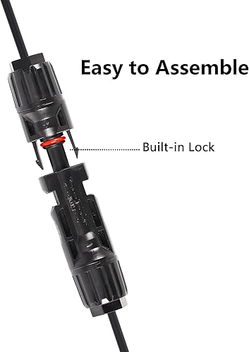 Miniatura 2 de SinLoon Cable de extensión solar de 14 AWG, 1 par de cable de panel solar fotovoltaico de calibre 14, cable de alimentación solar impermeable IP67
