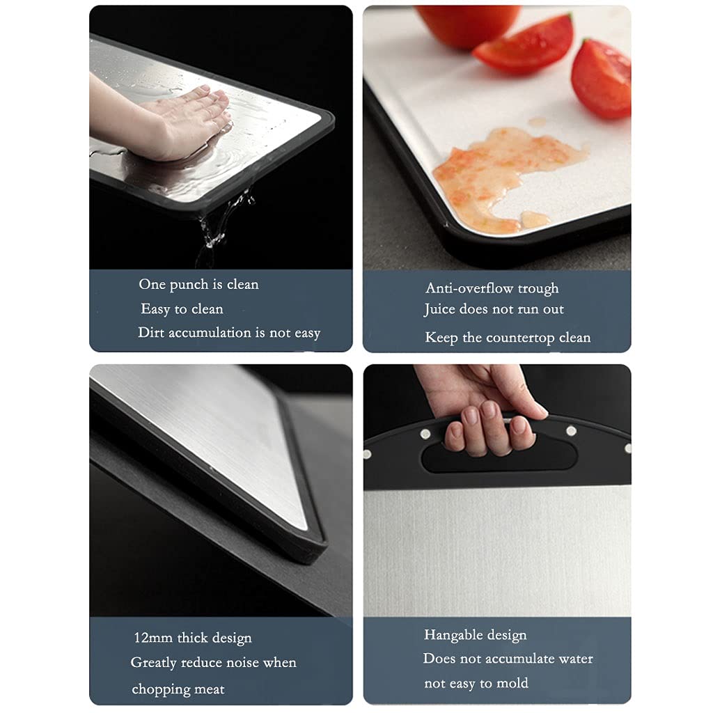 Tagliere in Acciaio Inox e Grano in Acciaio Inox e Grano Durevole, Facile Maniglia, Groove di Succo e Maniglia Facile da Pulire, taglieri Multiuso (Size : 15INCH)