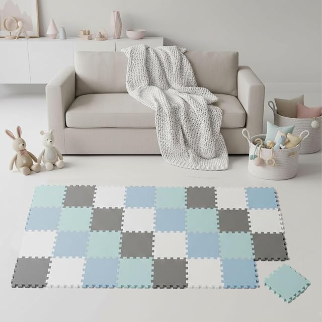 LittleTom 36 Piezas Alfombra Bebé desde el Primer Mes - 30x30 cm Colchoneta de Espuma EVA Acolchada