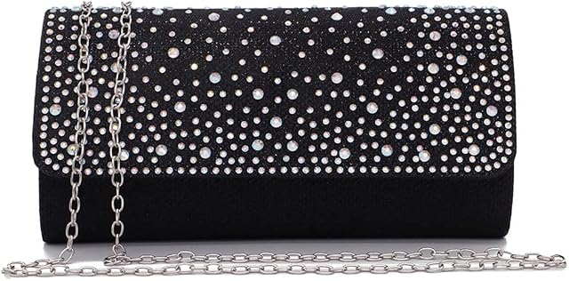 DZOZO Women Clutch Bag Sparkly Silver Evening Handbag Chain Shoulder Bag Bridal Prom Party Handbag Purse Envelope Bag Clutch Bag Elegant Sequins