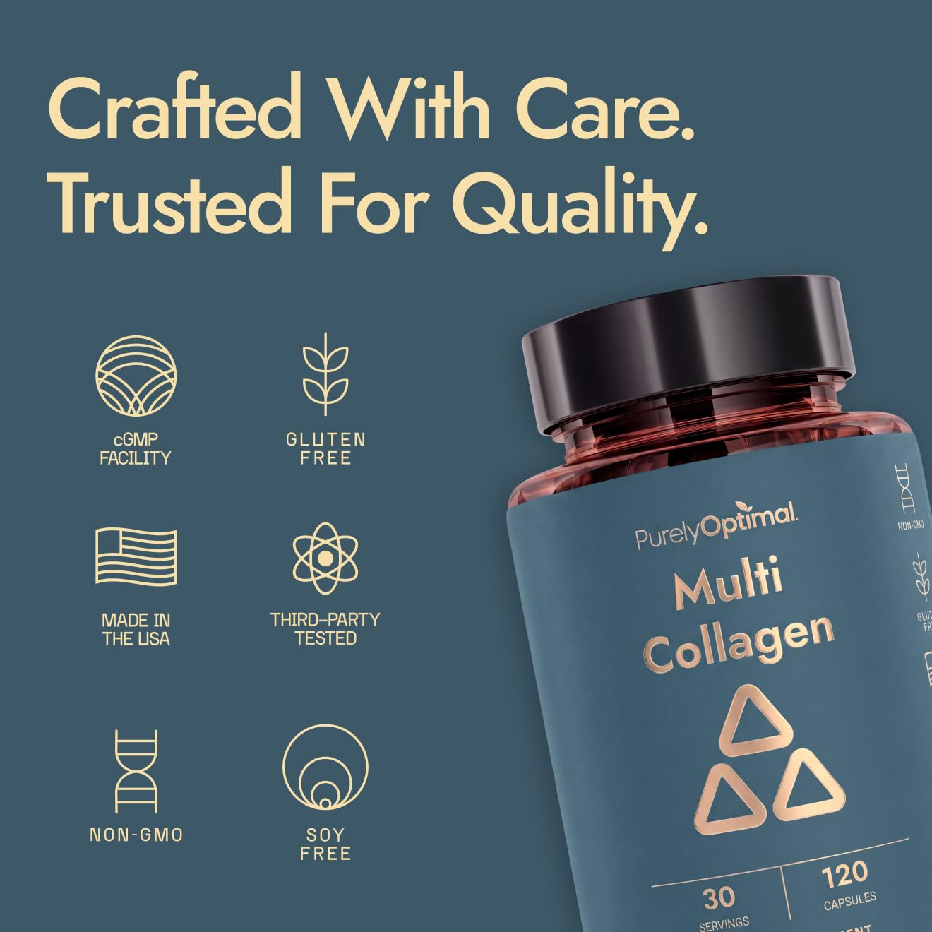 Premium Multi Collagen Peptides (Types I, II, II, V, X) - Collagen Pills for Skin Care, Hair Growth, Nails & Joints - Vitamin C, Hyaluronic Acid, Biotin, Gluten Free - 120 Collagen Capsules — Amazon image 6