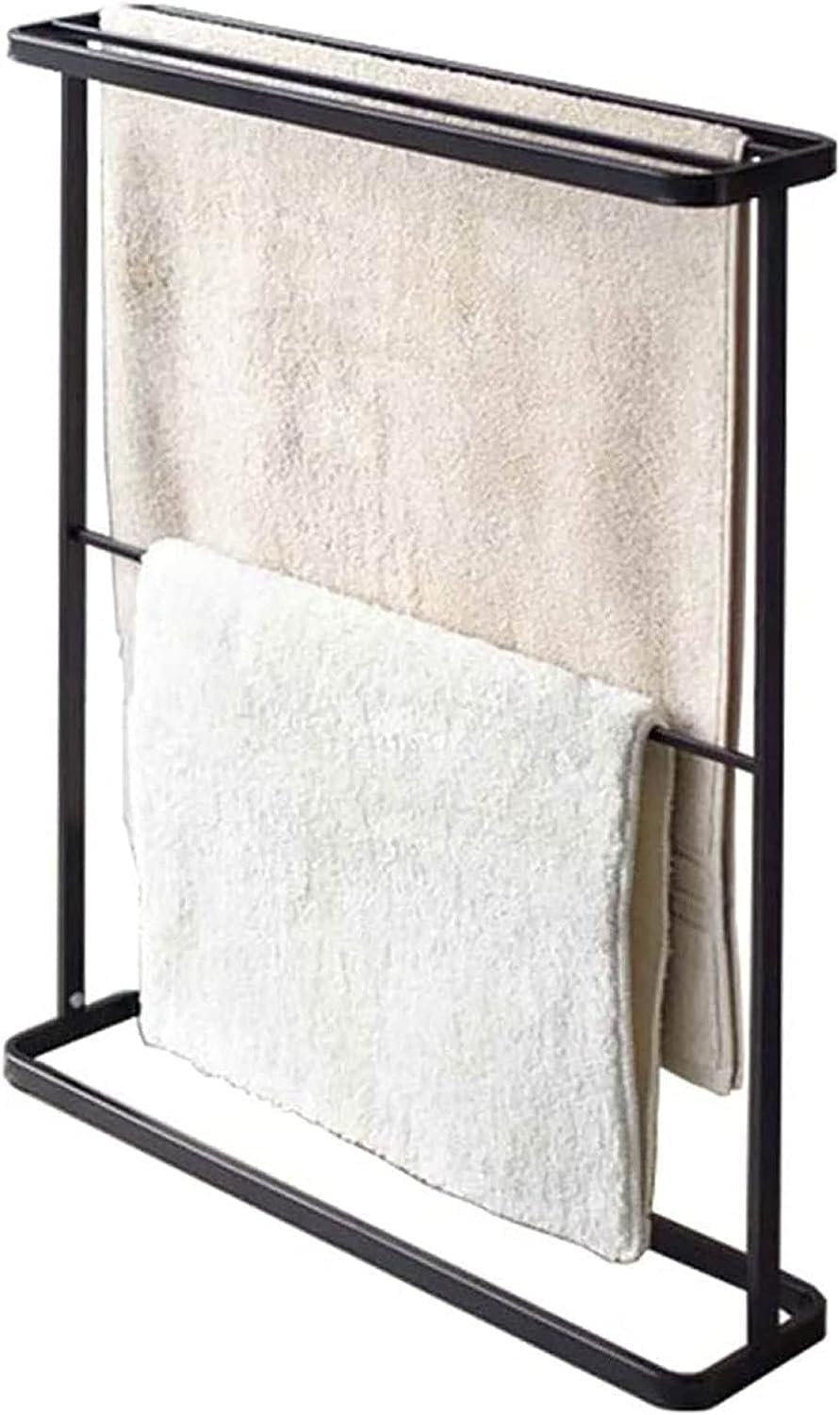 GLETSF Freestanding Towel Rack With 5 Rails For Small Bathrooms Kitchens And Hotels-Black-63x18x76cm