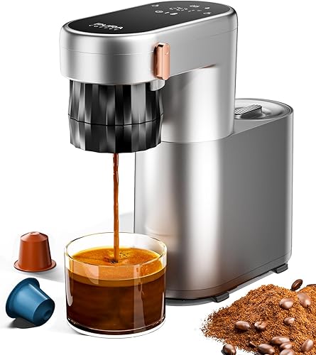 Cafetera eléctrica portátil, cafetera de café espresso de viaje de 20 bares con café molido y cápsula Ns, recargable, calentamiento instantáneo,