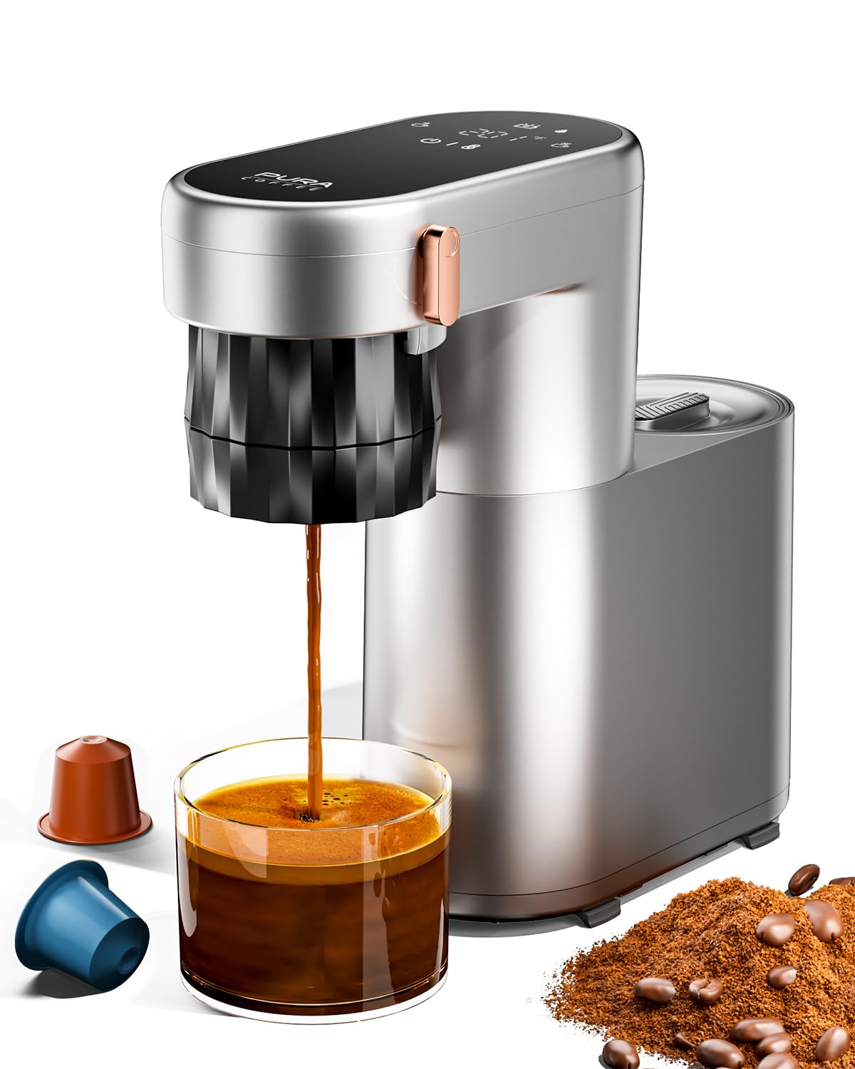C1 Pro Compact Mini Espresso Machine with NS Capsule Ground Coffee Rechargeable Portable Espresso Maker Electric Small Espresso