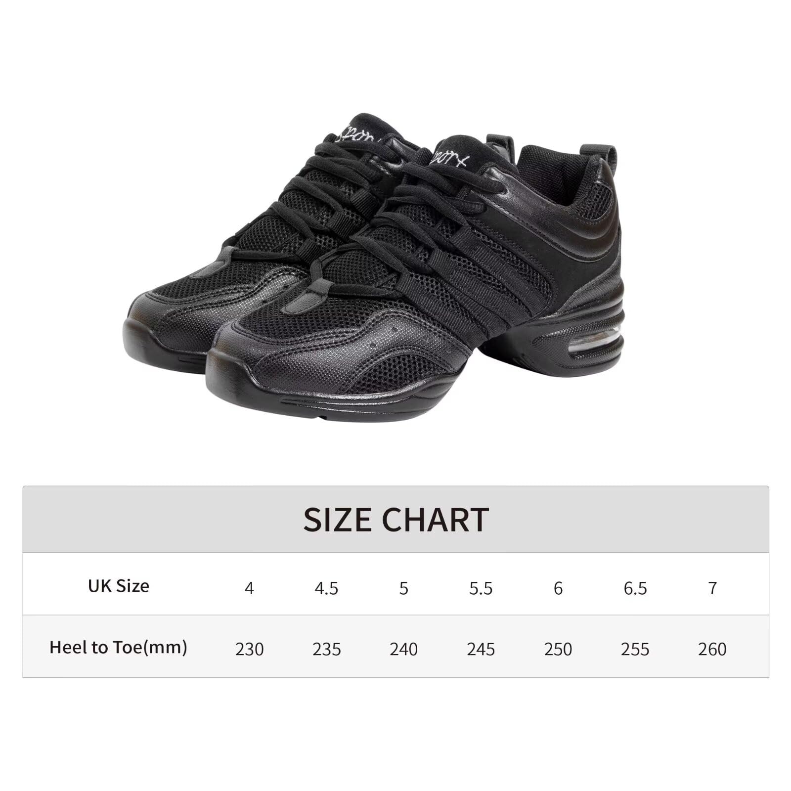 Zapatillas de jazz negras para mujer, transpirables, con cojín de aire