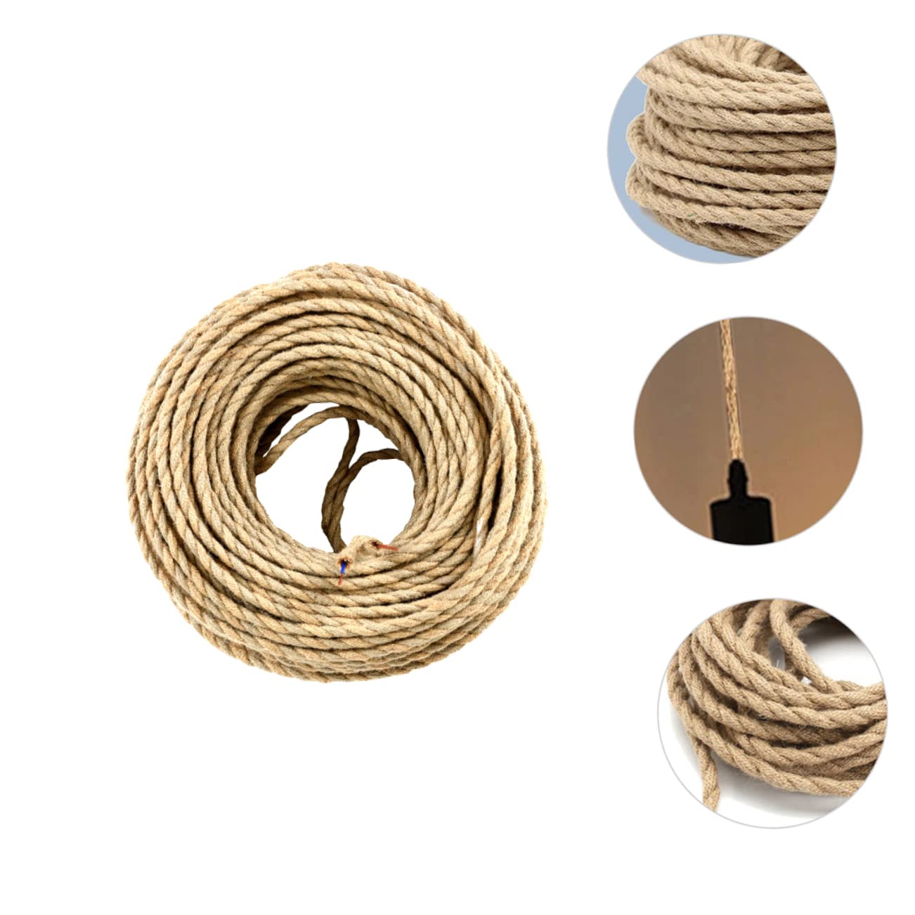 DOITOOL Chandelier Hemp Rope Cable Light Rope for Boho Decor Vintage Hanging Lighting Cord for Home