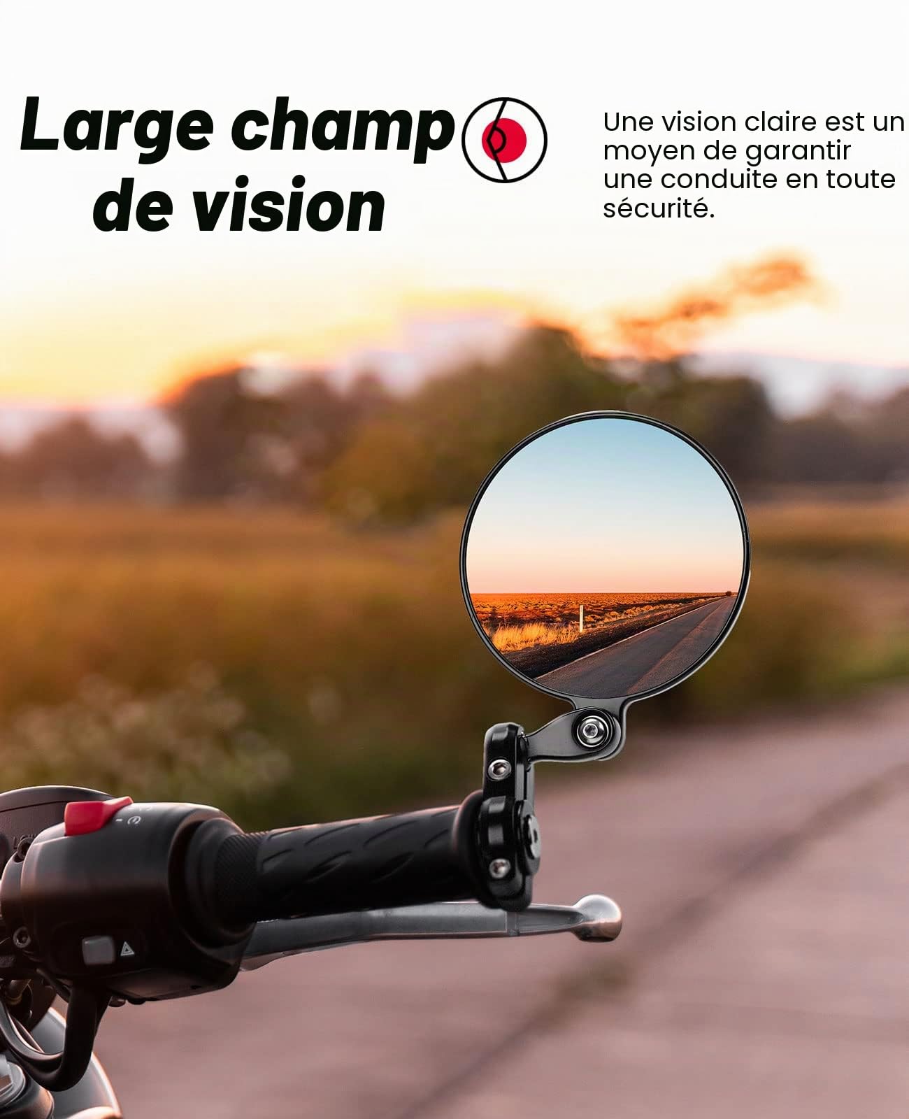 KEMIMOTO Rétroviseurs Moto CNC, Rétroviseurs Moto Universels Rotatifs à 360° Homologués E24, pour Motos et Scooters