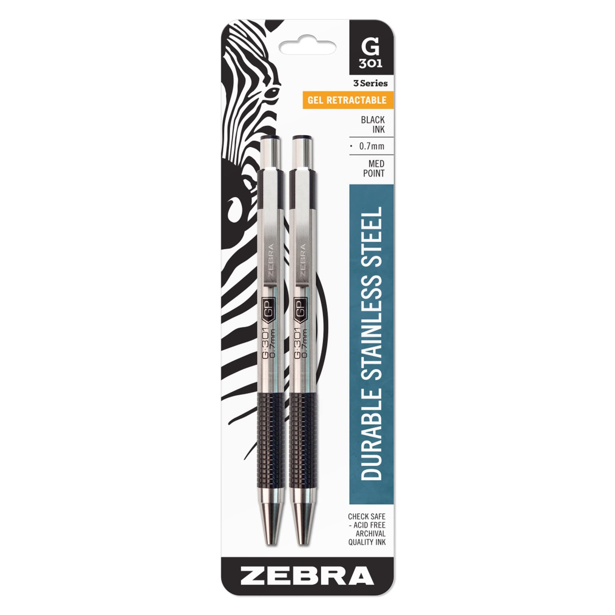 Zebra 615710 Zebra G-301 Retractable Gel Pens Medium Point Black Ink