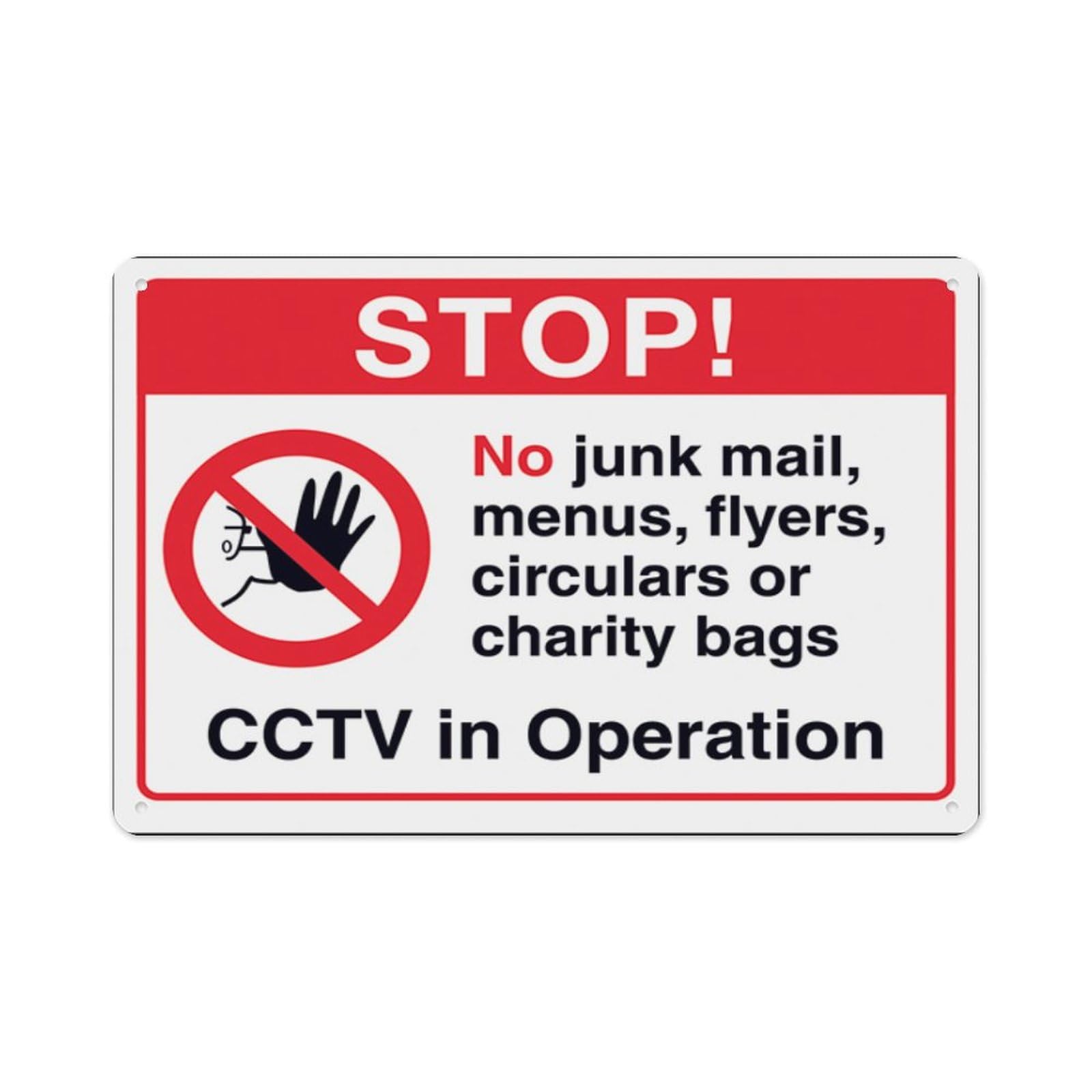 peiyeety Stop No Junk Mail, Menus, Flyers...Cctv In Operation Aluminum Tin Warning Signs For Home Outdoor Garden 8X12 Inches