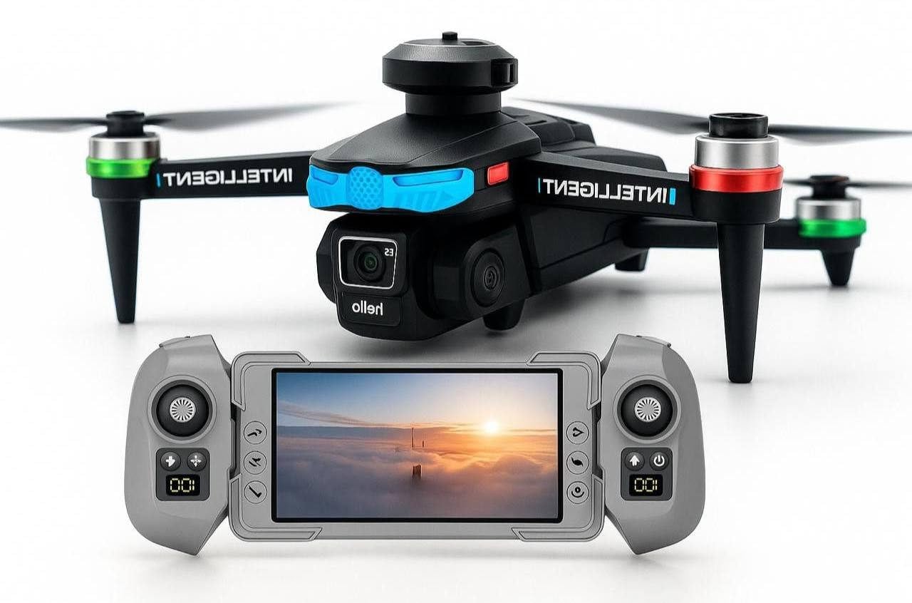 F177 Faltbare Drohne mit Kamera 1080P Full HD, 4,3'' Live-Display Controller, Elektrisch Neigbare 90° Kamera, Hinderniserkennung, Höhenhaltung, App & Fernsteuerung, RC Quadrocopter für