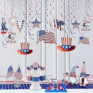 TURNMEON 30 Pcs 4th of July Decorations Fourth of July Party Supplies Red White Blue Decoration American Flag Stars Hanging Swirls Patriotic Party Favors USA Flag Bunting Independence Day Decor TURNMEON 30 Pcs 4th of July Decorations Fourth of July Party Supplies Red White Blue Decoration American Flag Stars Hanging Swirls Patriotic Party Favors USA Flag Bunting Independence Day Decor