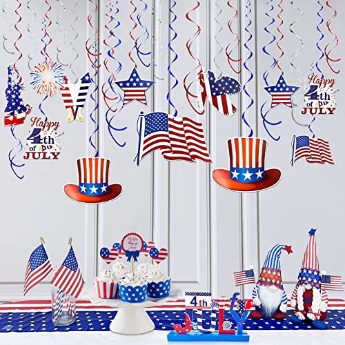TURNMEON-30-Pcs-4th-of-July-Decorations-Fourth-of-July-Party-Supplies-Red-White-Blue-Decoration-American-Flag-Stars-Hanging-Swirls-Patriotic-Party-Favors-USA-Flag-Bunting-Independence-Day-Decor TURNMEON 30 Pcs 4th of July Decorations Fourth of July Party Supplies Red White Blue Decoration American Flag Stars Hanging Swirls Patriotic Party Favors USA Flag Bunting Independence Day Decor