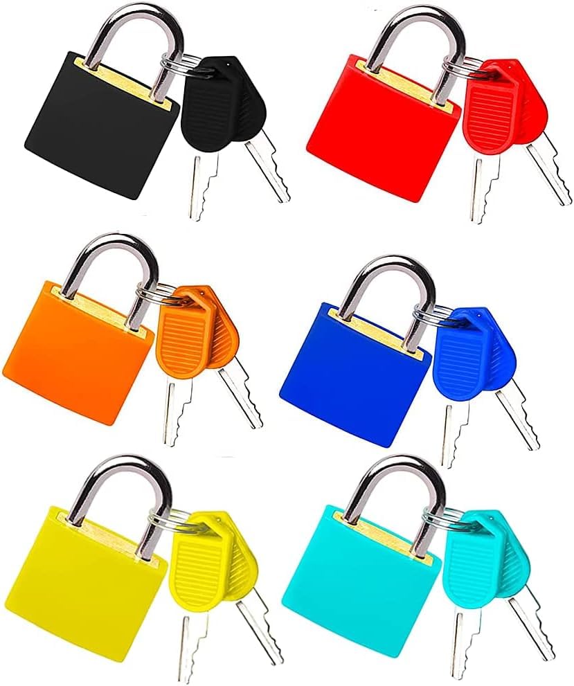 6 Pieces Luggage Locks Suitcase Padlocks Suitcase Locks with Keys Mini Brass Padlock Set for Travel Gym Locker Bags Holiday Cases (Colorful)