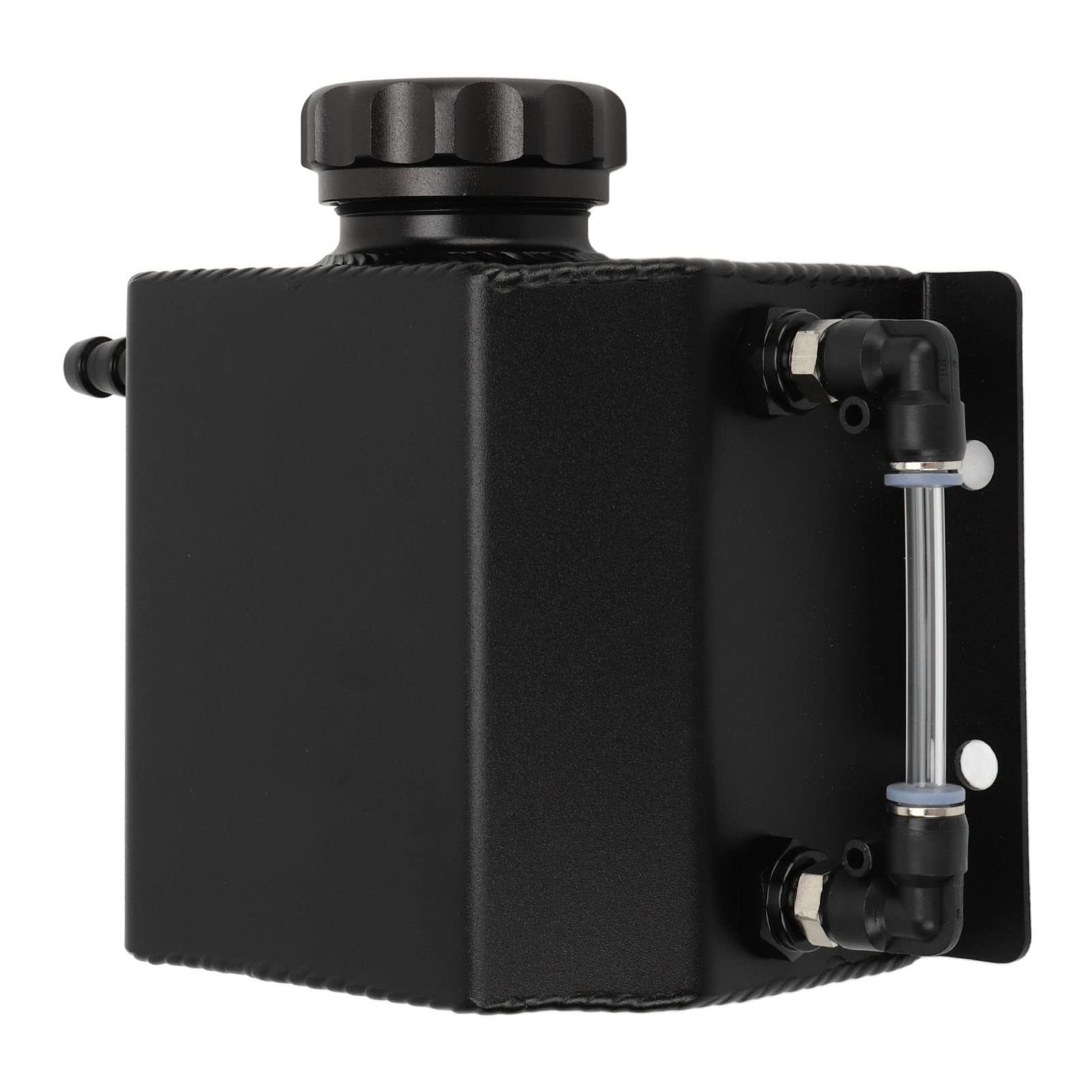 Vaso di espansione per liquido refrigerante universale, serbatoio di sovrappressione per radiatore in lega di alluminio, serbatoio per liquido refrigerante da 1 litro resistente (Nera)