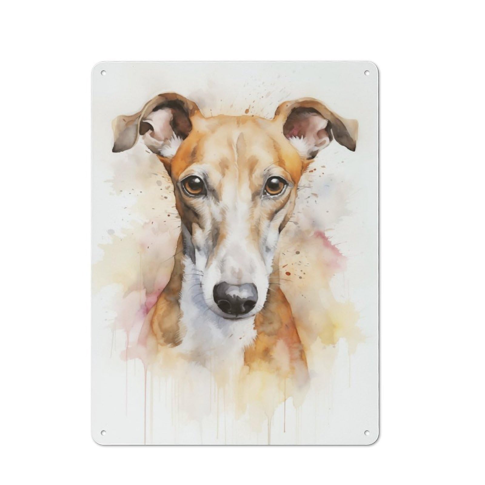 Junmoney Greyhound Watercolor Vintage Metal Plaque 40X30cm Featuring For Garage Wall, For People Furnishing A Garage