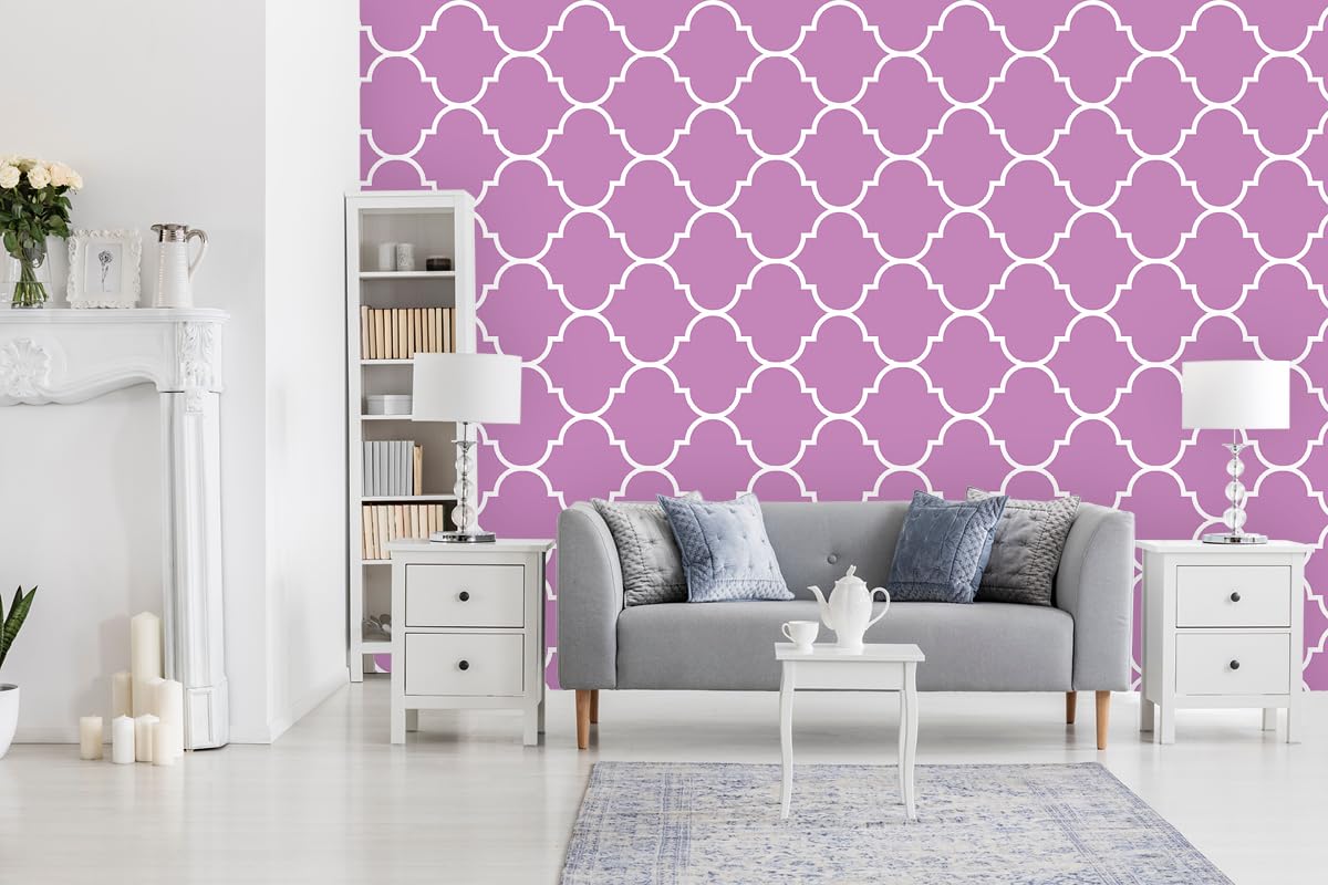 Papier peint intissé autocollante mural rose graphique 240x250