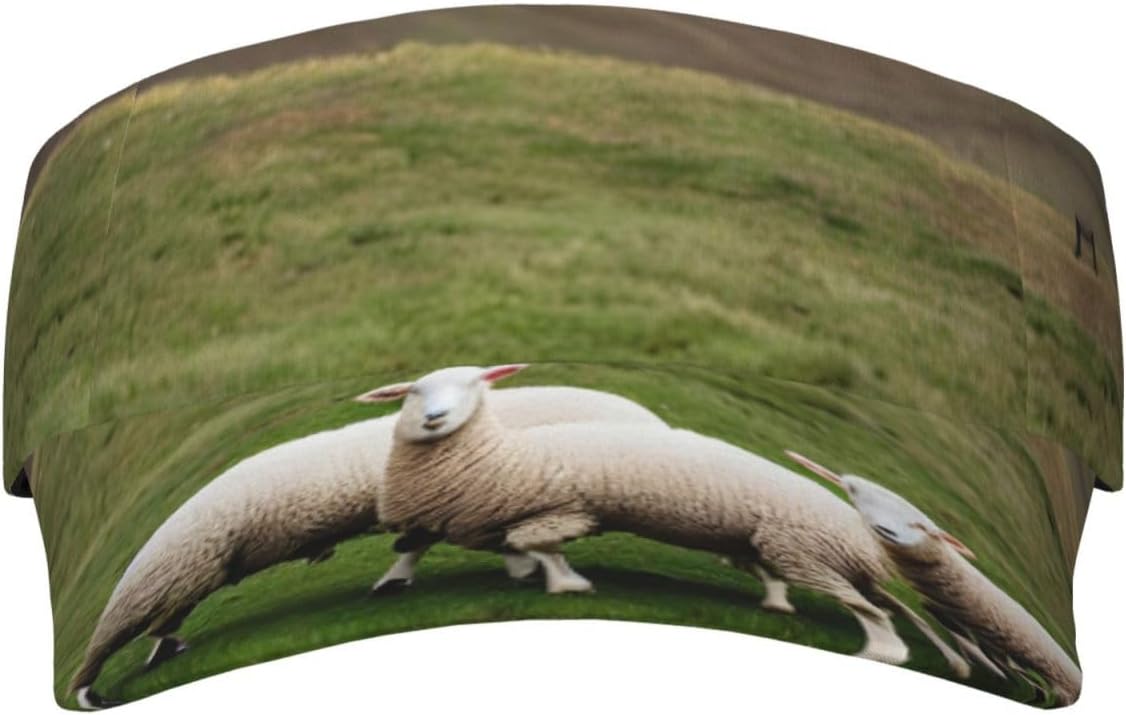 Lambs and Sheep Print Sports Sun Visor Men Women Lightweight Cooling Stretchy Visor Hat for Running, Tennis, Golf Black