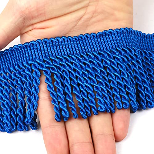 HedongHexi Curtain Fringes Bullion Fringe Trim 5/10 Yard x 2.5 Inches Fabric Trims Sewing DIY Decoration for Curtain Sofa Clothes (Sapphire, 10yard)