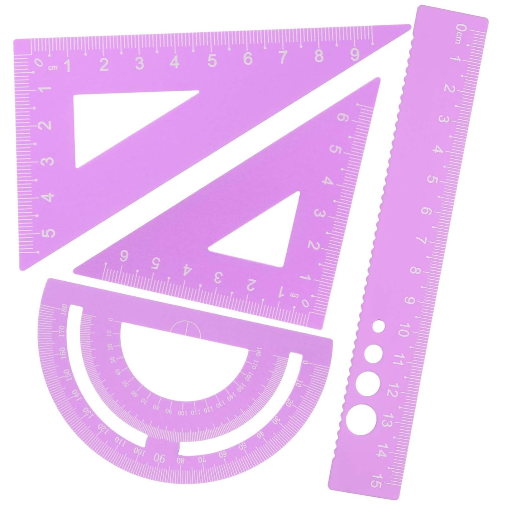 COHEALI4pcs Four Piece Set of Rulers Carpenters Ruler Digital Bevel Engineering Ruler Architect Ruler Woodworking Ruler Scale Ruler Triangle Ruler DIY Ruler Aluminum Alloy Purple