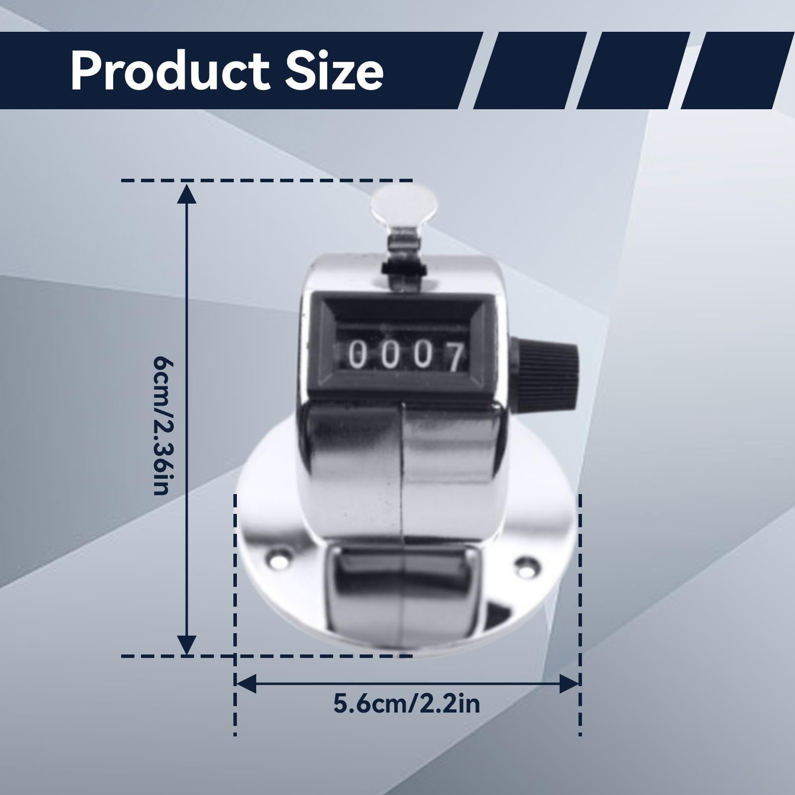 Kukyller 4 Digit Number Counter, Silver Mini Metal Handheld Hand Tally Counter with One Click Reset Function for Sports Coaching Knitting People