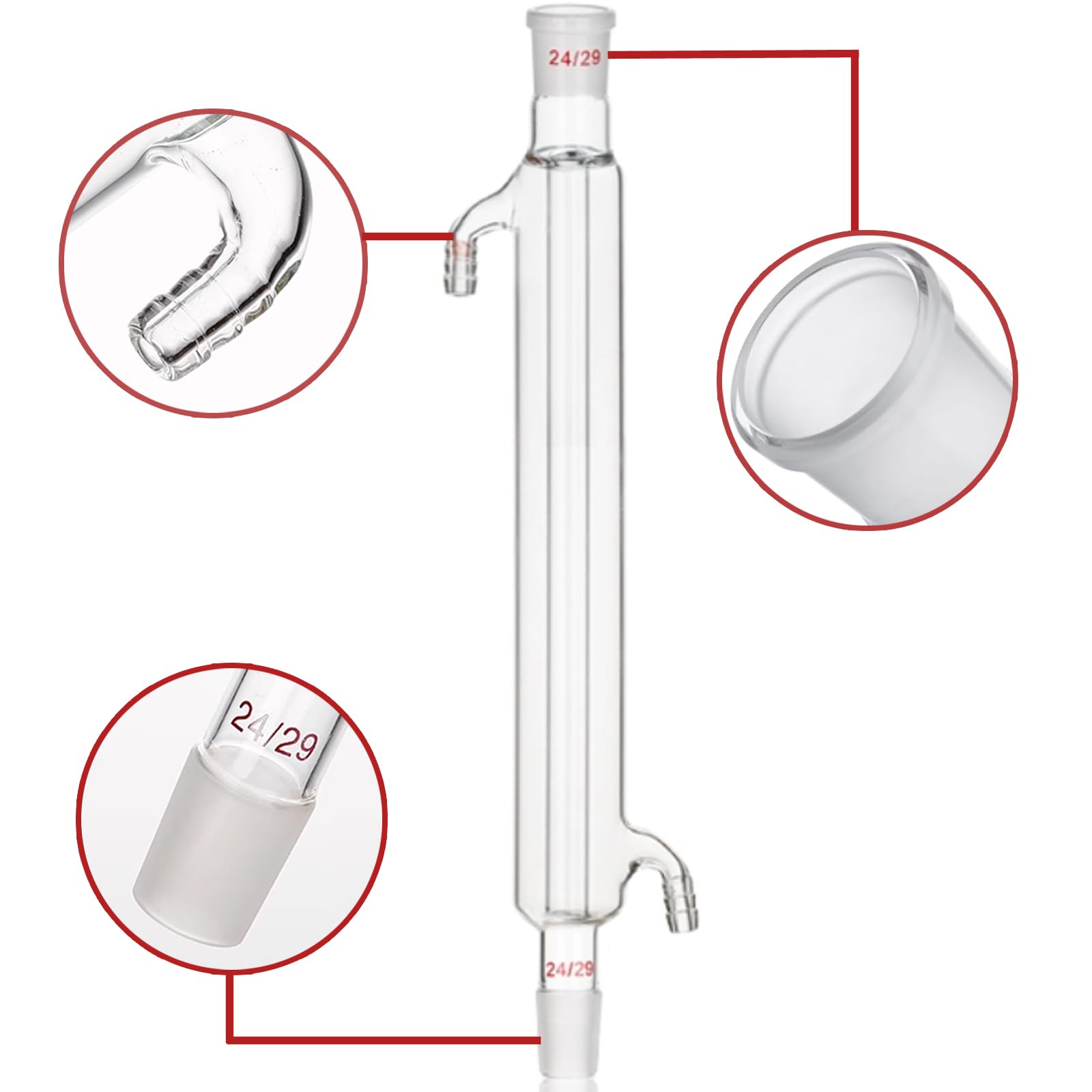 Aparato de destilación de vidrio de borosilicato Kit de destilación al vacío Laboratorio de química Artesanía de vidrio 24/29 Junta (250ml)