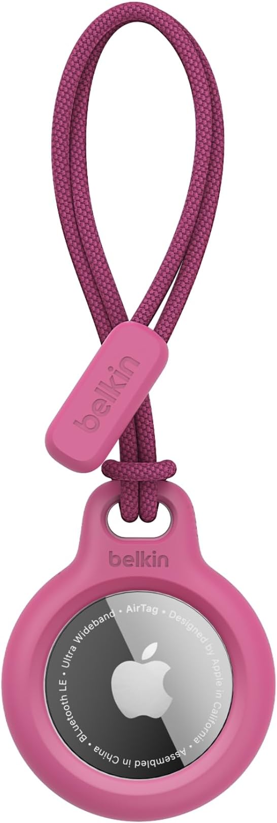 Belkin Airtag Case With Strap, Secure Holder Protective Cover For Air Tag With Scratch Resistance Accessory - Pink