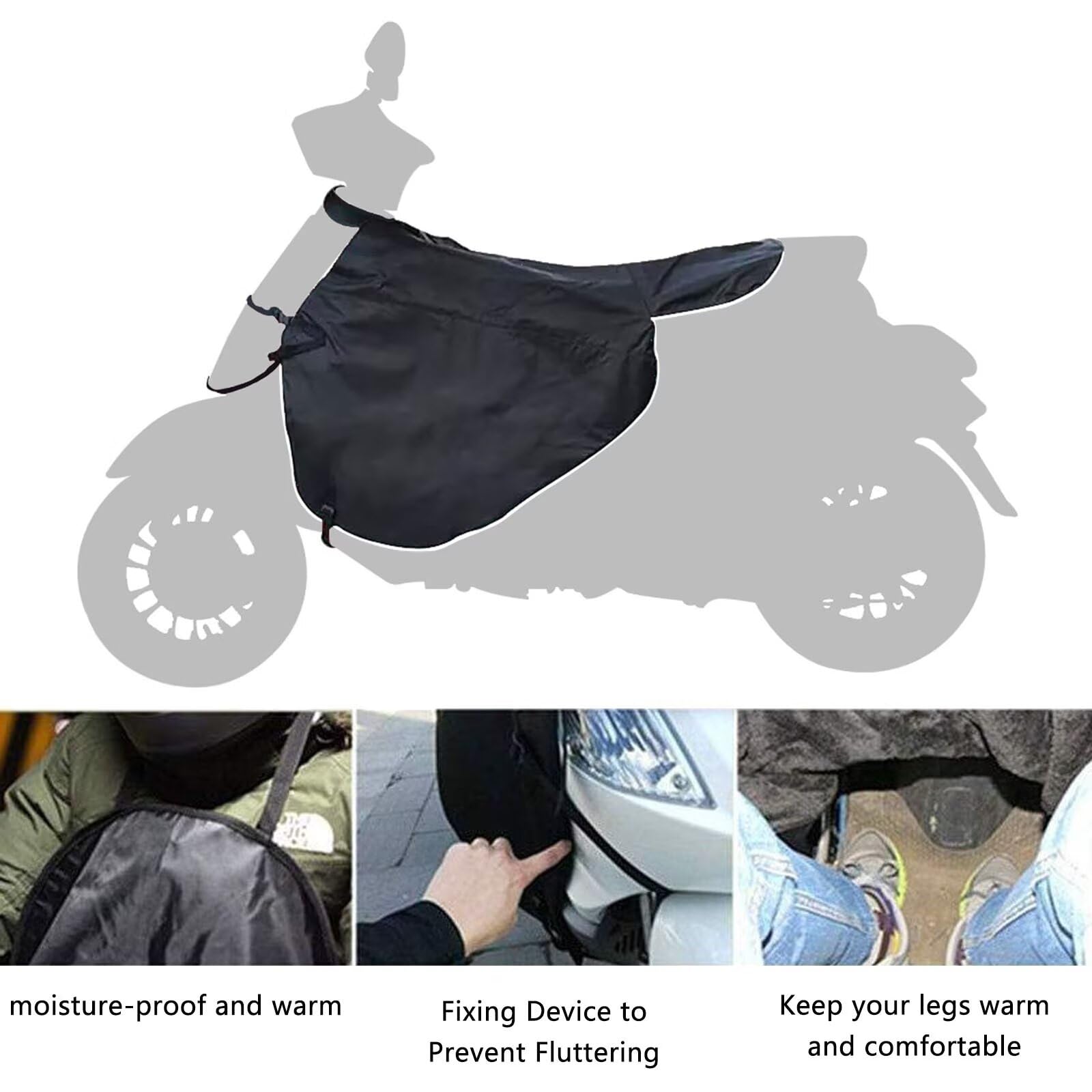 coprigambe scooter Compatibile con Piaggio Liberty 125,per mantenere le gambe calde, con pile di cotone incorporato e tasca portaoggetti(Black)