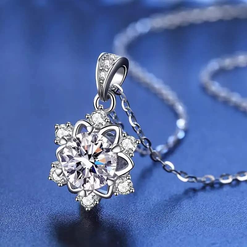 Collier pendentif flocon de neige Moissanite argent 925