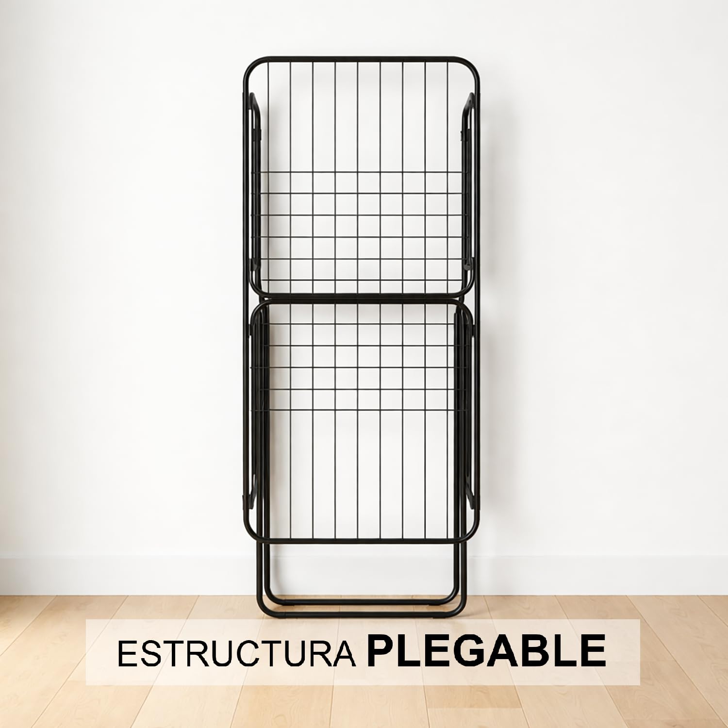 TIENDA EURASIA - Tendedero de Ropa Plegable | Estructura Metálica Ligera | Capacidad de Carga 20 Kg | Medidas Abierto 180x50x100 cm y Cerrado 126x50x100 cm (Negro)