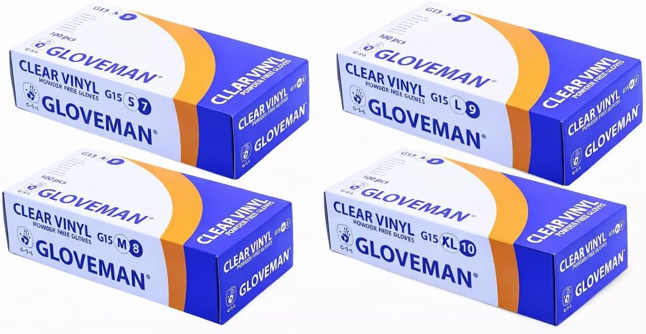 Clear Vinyl Gloves, 100 Count, Clear Disposable Gloves, Pack of 100 per box, Pick and Mix (Choose from Pack of 2)
