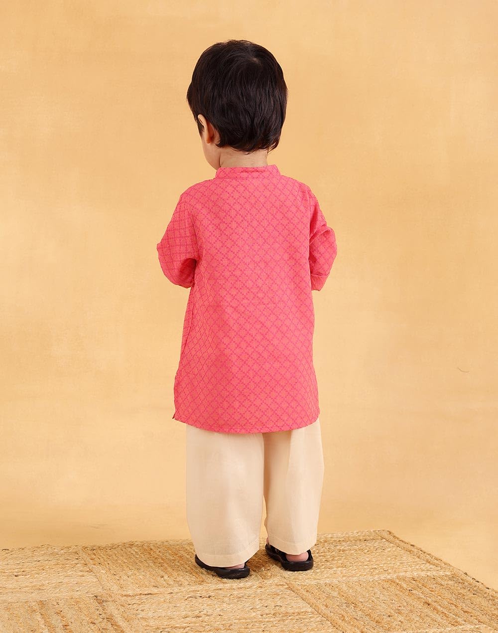 Fabindia Różowy bawełniany zgredek 2 szt. zestaw kurta