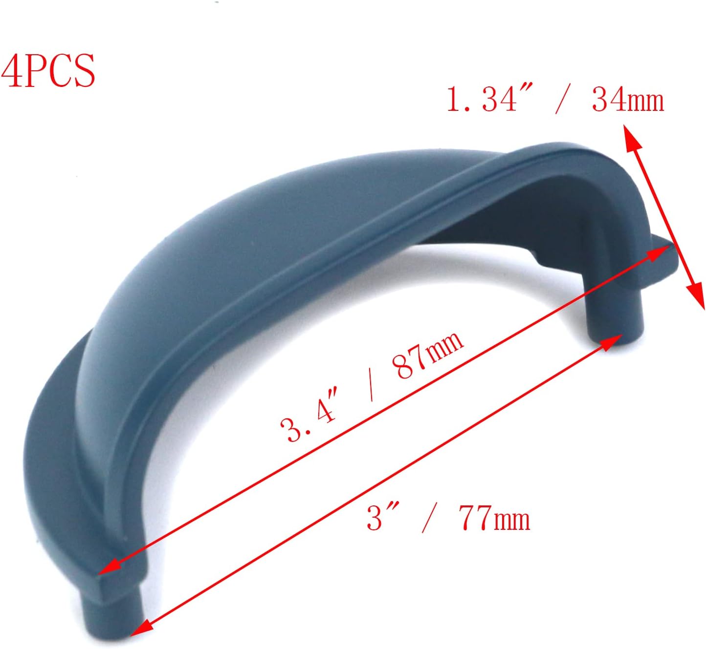 4Pcs 3" (77mm) Hole Center Decorative Cabinet Cup Pull Handles - Blue Zinc Alloy Vintage Kitchen Dresser Cupboard Wardrobe Pull Handles