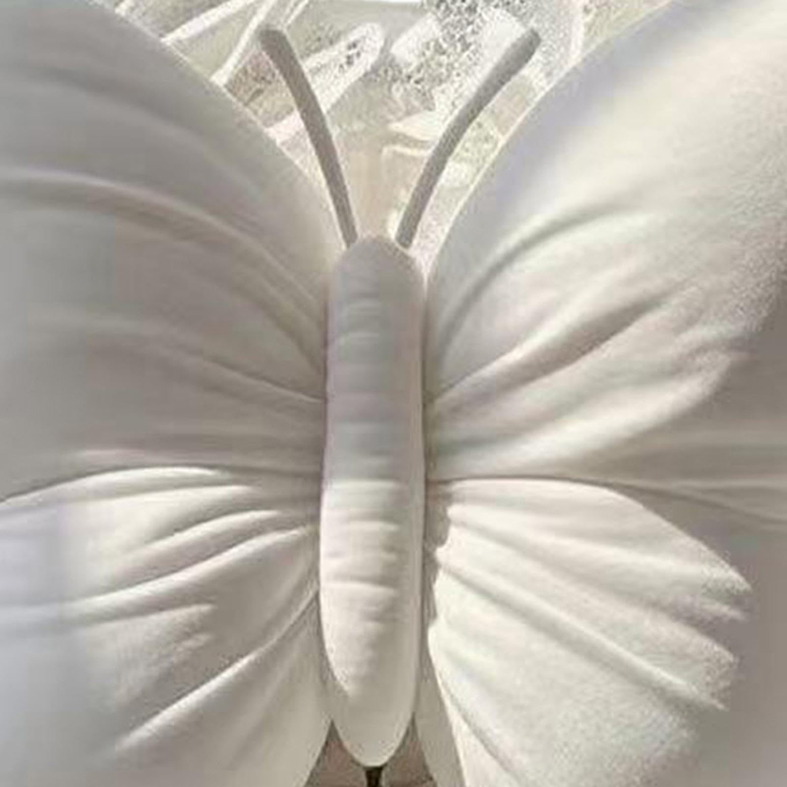 Butterfly Shaped Pillow Crafts Sofa Throw Cushion for Indoor Couch Auto Seat Beige-image-0