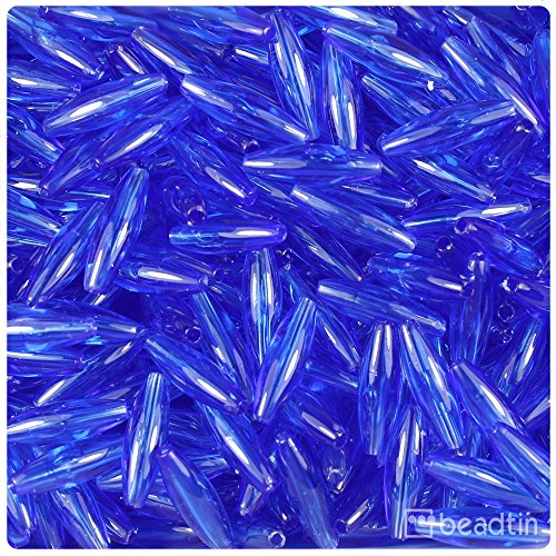 BeadTin Dark Sapphire Transparent 19mm Spaghetti Plastic Craft Beads (200pcs)