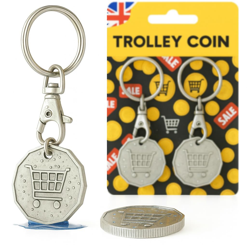 GoldNugget Trolley Token Keyring –UK Pound Token Keyring for Supermarket Trolleys & Gym Lockers - Sturdy Metal Coin with Key Clip – Ideal Everyday Accessory for Trolley or Locker Use