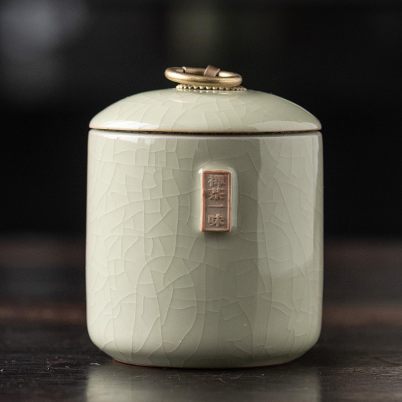 XYUERU Tea Storage Containers Airtight Tea Caddy Tins, Ceramics Canister Sealed Porcelain Storage Jar for Seed/Coffee and More(Green)