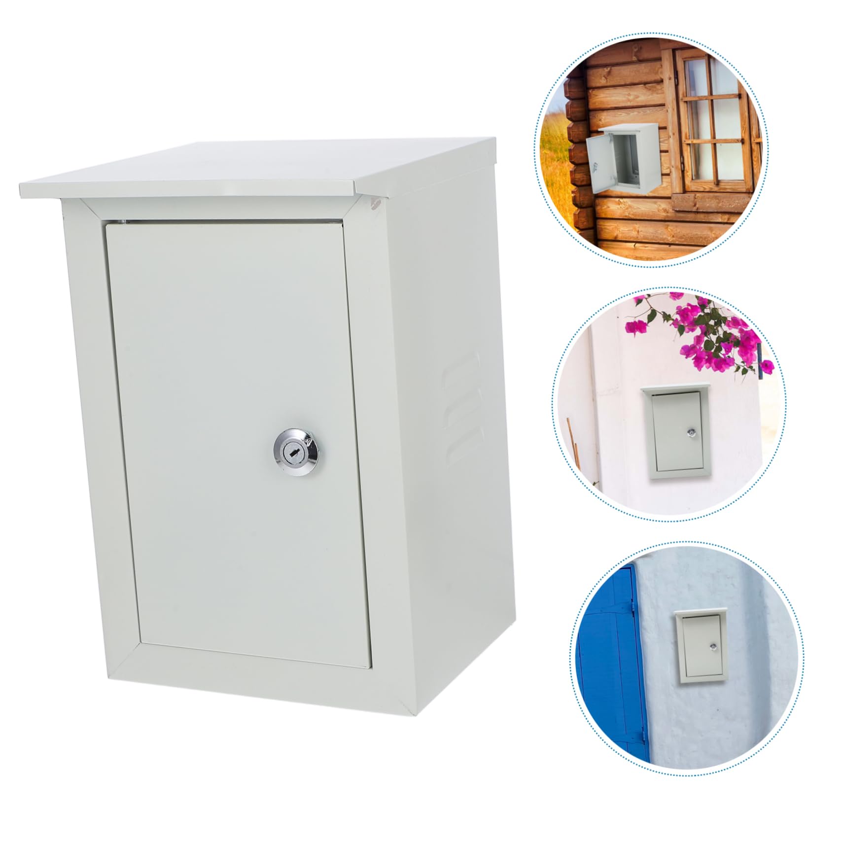 Caja de Alimentación de Pared Montada en Superficie para Exterior Beige | Aluminio, Gran Capacidad, Resistente Intemperie, Evita Entrada de Suciedad, Mantenimiento Sencillo