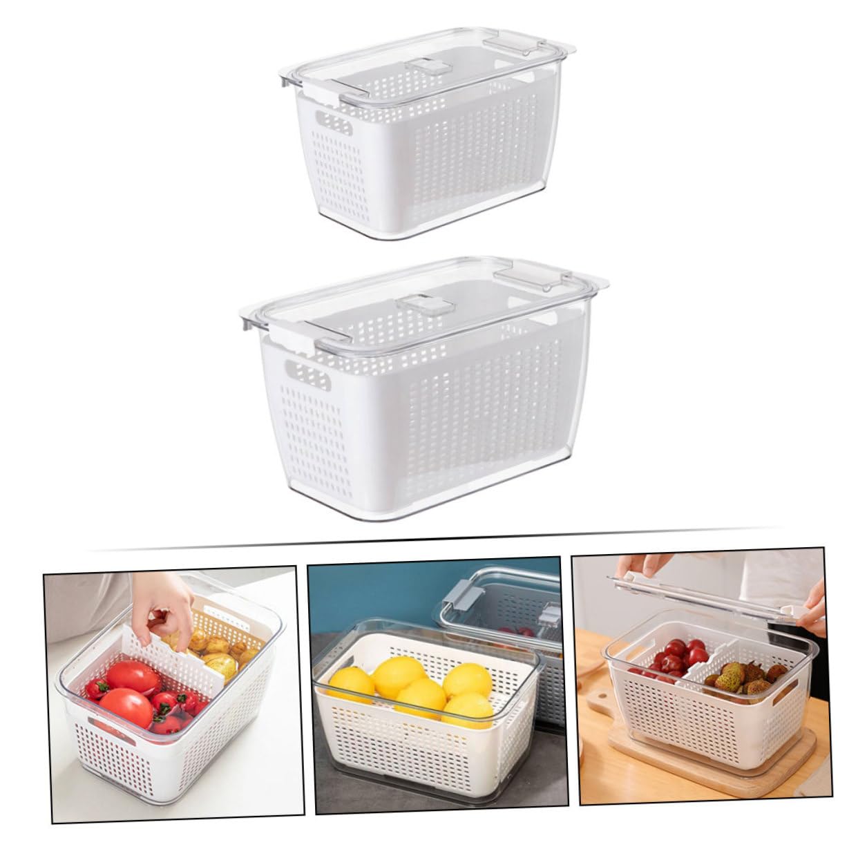 Contenitori Alimentari a Doppio Strato 2 Pezzi 1, 7l 4, 5l Pet Bianco